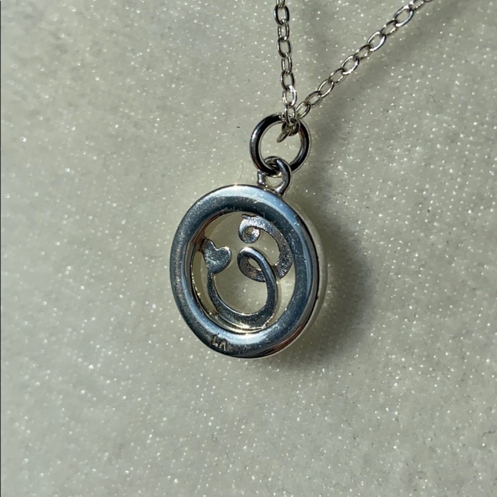 “E” Cursive Initial Rhinestone Silver Necklace - image 3